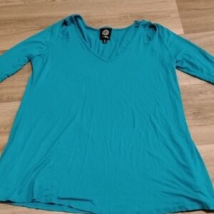 Elegant Teal V-Neck Long Sleeve Top